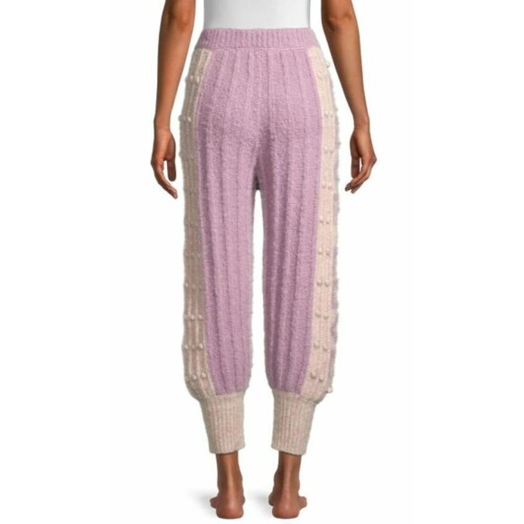 LOVESHACKFANCY Landana Wool Knit Bauble Jogger Pants Lavender Size L NWT $395 - Picture 7 of 12